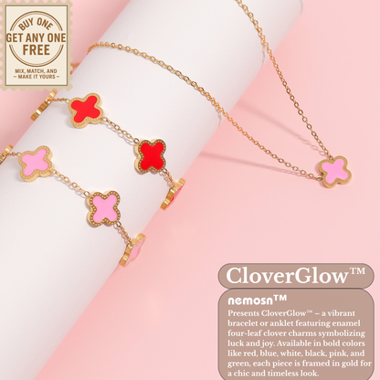 CloverGlow™ 18K Gold Clover Bracelet – Adjustable Lucky Charm Enamel Flower Jewelry for Women
