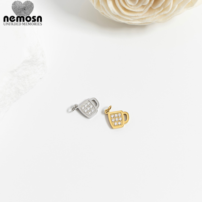 BrewGleam™ Pendant – 18K Gold & Silver Stainless Steel Coffee Cup Charm with CZ Stones | Coffee Lover, Everyday Shine Jewelry by Nemosn