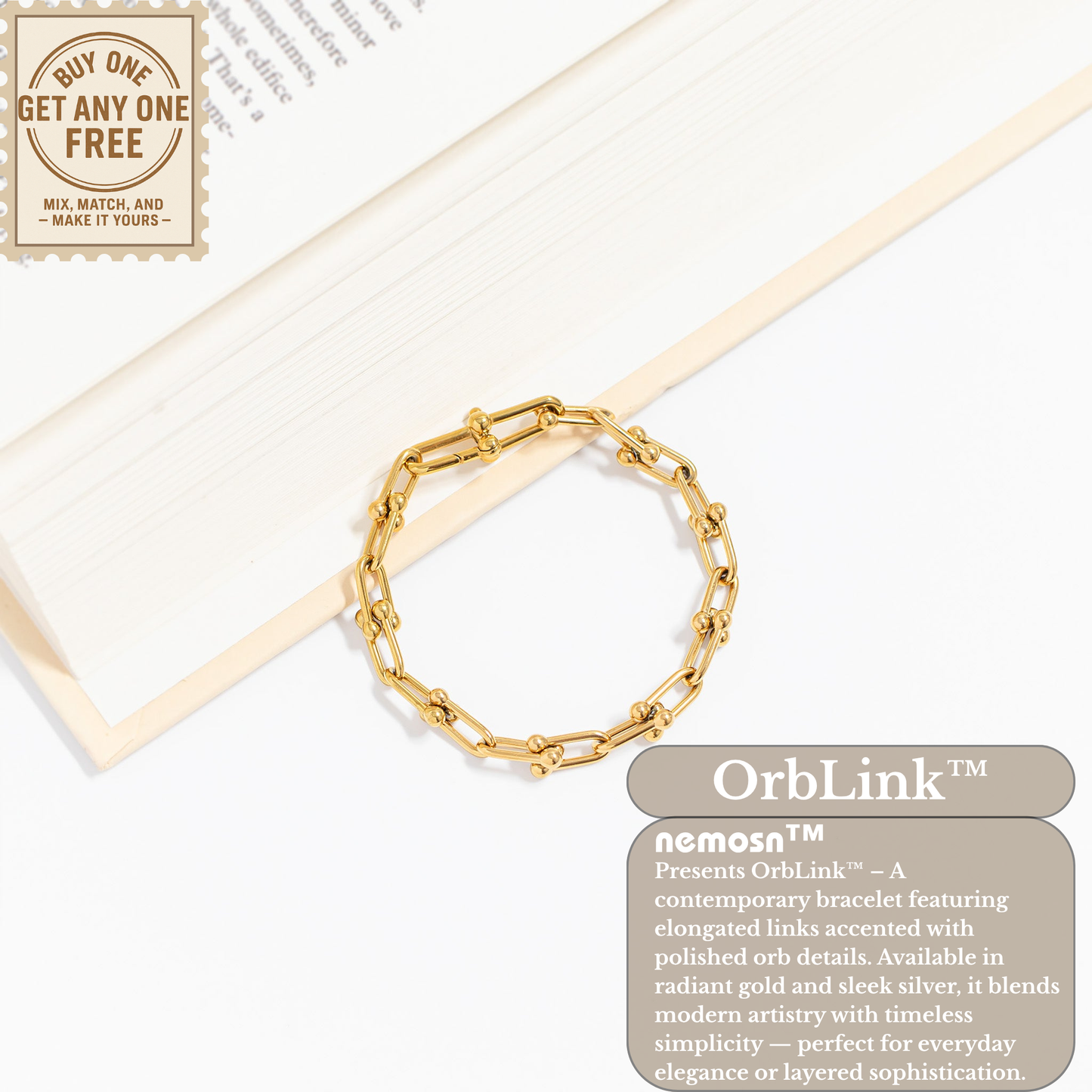 OrbLink™ Modern Beaded Link Chain Bracelet – Gold & Silver Adjustable Bracelet | Minimalist Everyday Jewelry Gift for Her