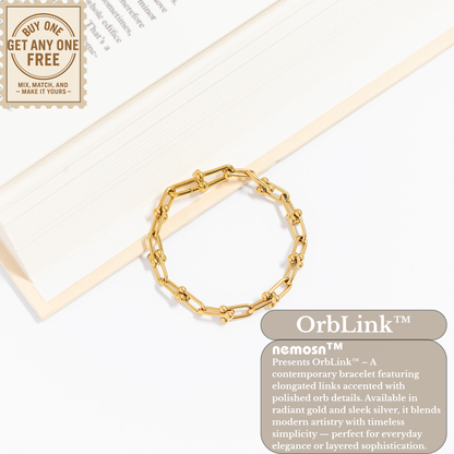 OrbLink™ Modern Beaded Link Chain Bracelet – Gold & Silver Adjustable Bracelet | Minimalist Everyday Jewelry Gift for Her