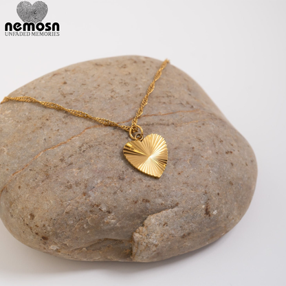 RadiantHeart™ – Textured Heart Pendant in 18K Gold & Silver Finish