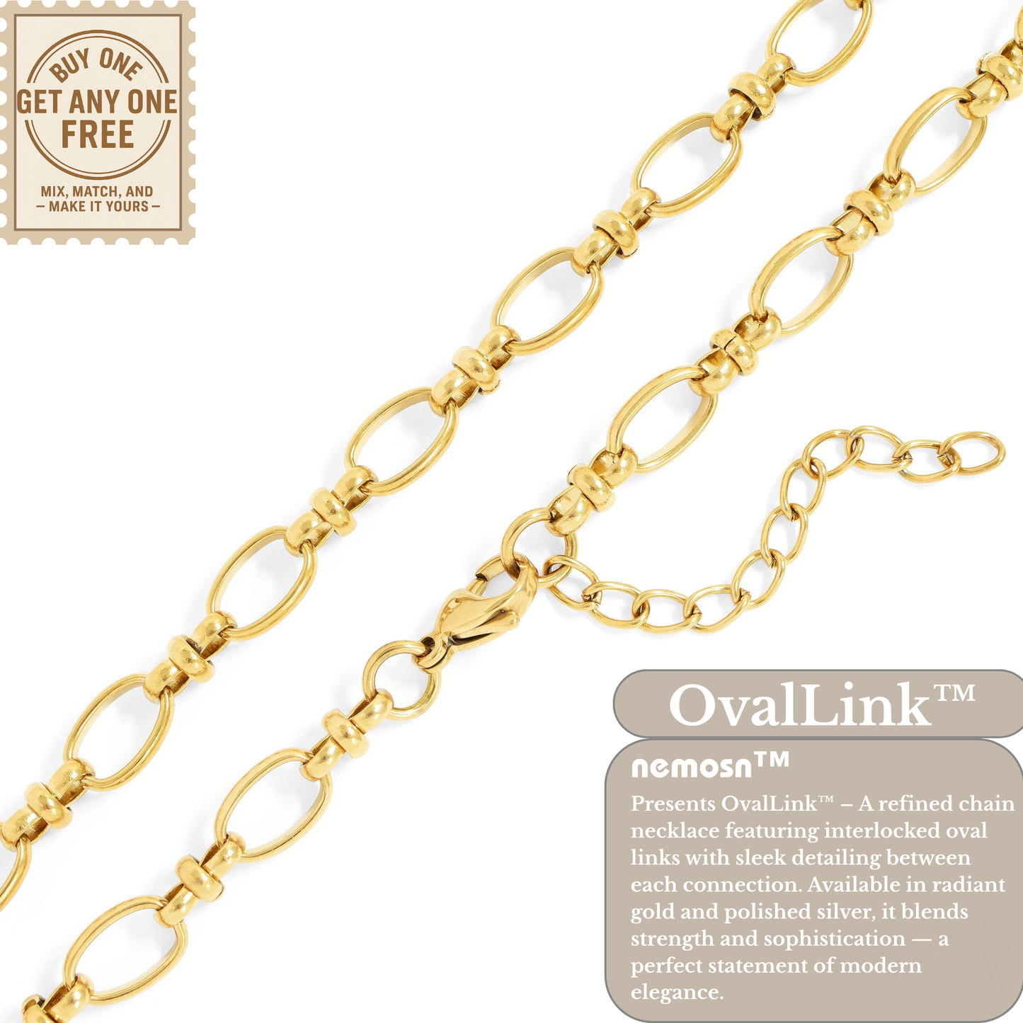 OvalLink™ Textured Oval Chain Necklace | Modern Everyday Layering Chain in Gold & Silver