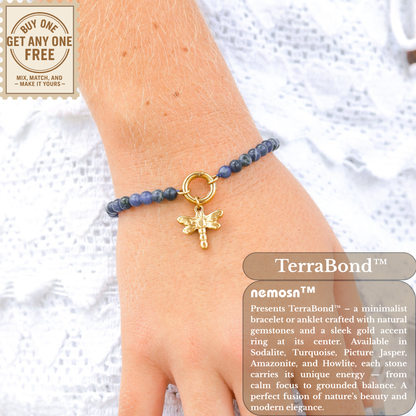 Veralink™ Gemstone Beaded Bracelet with Gold Link Accent | Natural Stone Bracelet in Picture Jasper, Amazonite, Howlite, Turquoise & Sodalite
