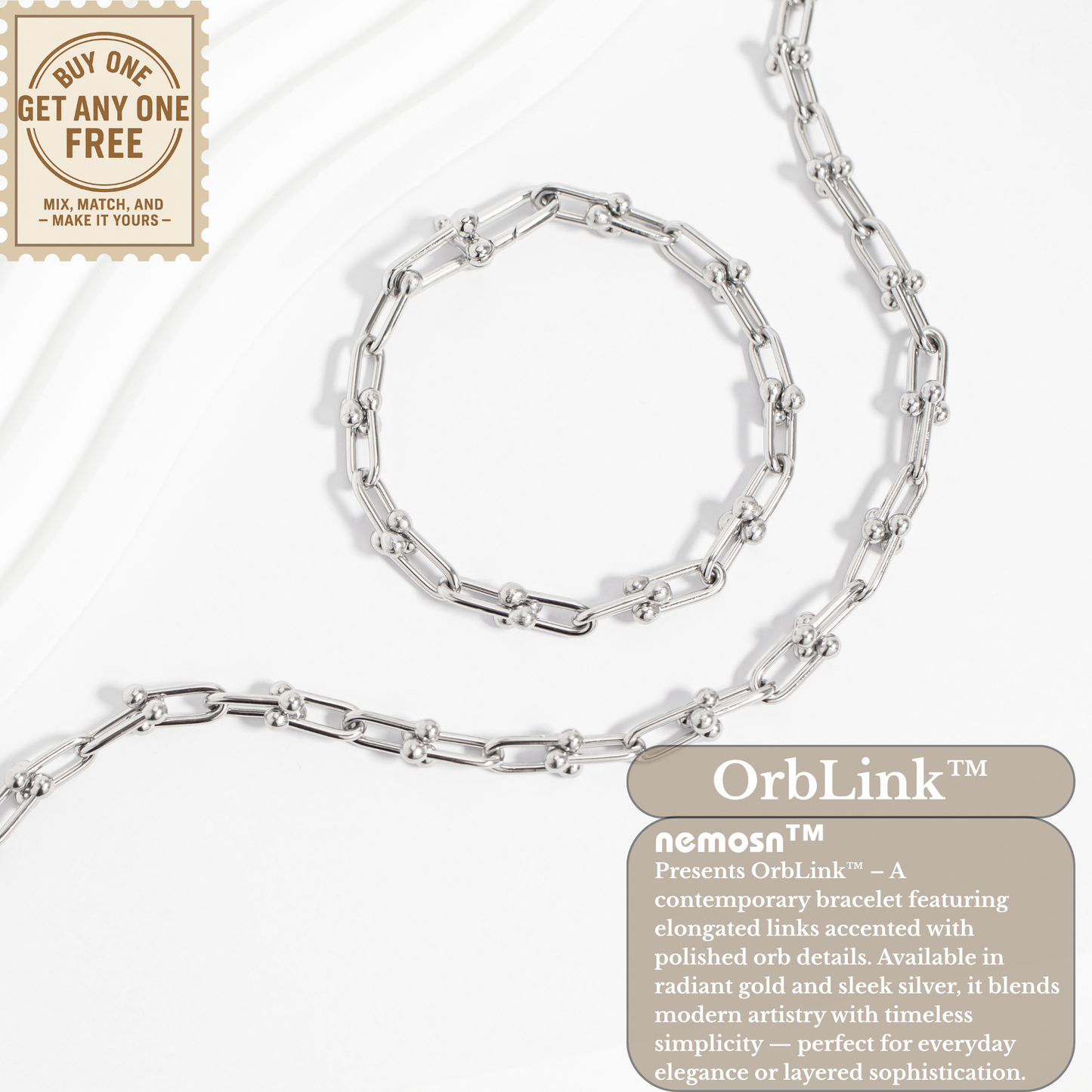 OrbLink™ Modern Beaded Link Chain Bracelet – Gold & Silver Adjustable Bracelet | Minimalist Everyday Jewelry Gift for Her