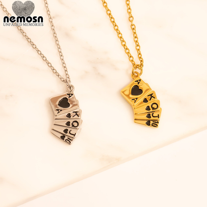 RoyalFlush™ – Lucky Poker Card Charm Pendant in Gold & Silver