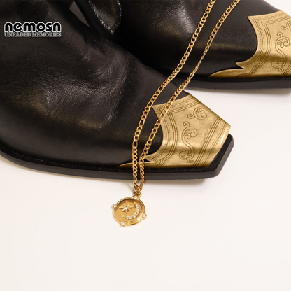 LunaGleam™ – Moon & Star Crystal Pendant in 18K Gold & Silver Finish