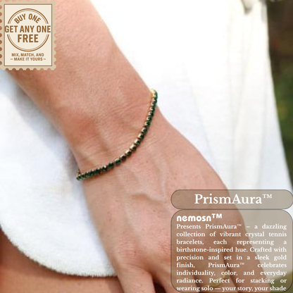 PrismAura™ Birthstone Tennis Bracelet | 12-Month Gemstone Bracelet in Gold – Garnet, Amethyst, Aquamarine, Diamond, Emerald, Ruby, Peridot, Sapphire, Tourmaline, Topaz & Blue Zircon