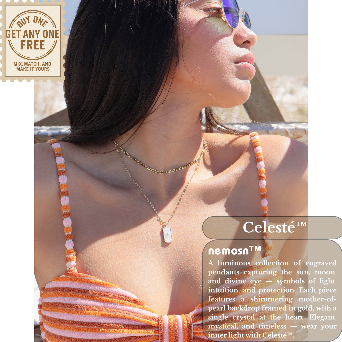 NovaCharm™ Celestial Pendant Necklace – Star & Moon, Sunburst, and Evil Eye Designs in 18K Gold | Nemosn™ Radiance Collection
