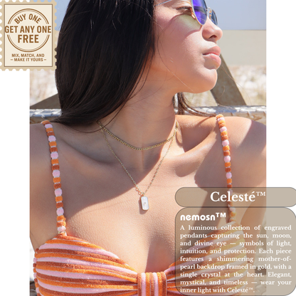 NovaCharm™ Celestial Pendant Necklace – Star & Moon, Sunburst, and Evil Eye Designs in 18K Gold | Nemosn™ Radiance Collection