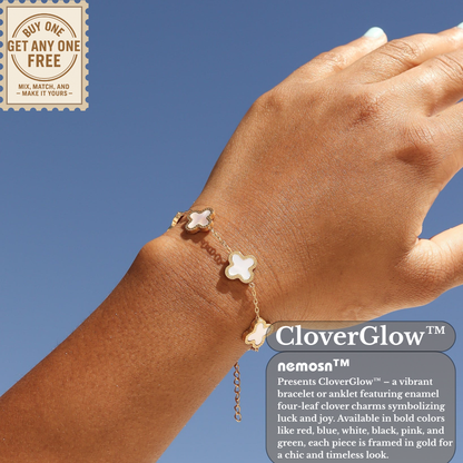 CloverGlow™ 18K Gold Clover Bracelet – Adjustable Lucky Charm Enamel Flower Jewelry for Women