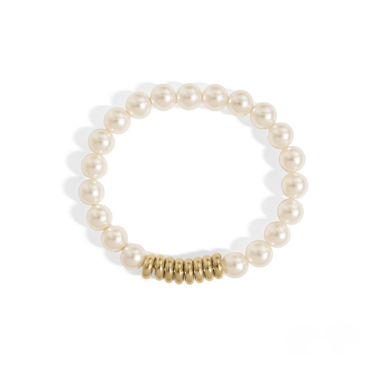 PearlBound™ Elegant Faux Pearl Bracelet | 18K Gold / Silver Accent | Waterproof, Tarnish-Free | Timeless Minimal Style