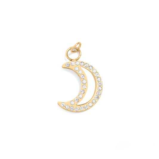 LunaGleam™ – Crystal Crescent Moon Charm Pendant in Gold & Silver