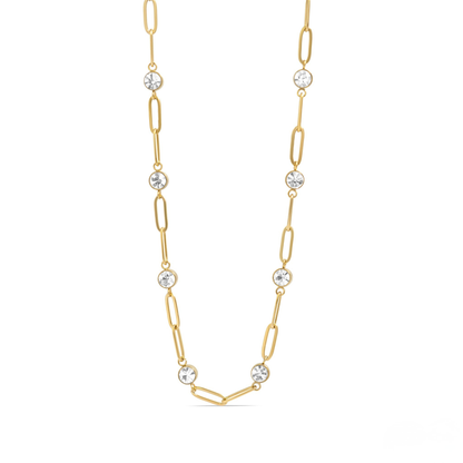 LumaLink™ Dainty Crystal Paperclip Chain Necklace | Minimalist Everyday Layering Jewelry