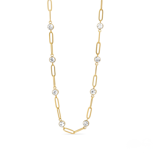 LumaLink™ Dainty Crystal Paperclip Chain Necklace | Minimalist Everyday Layering Jewelry