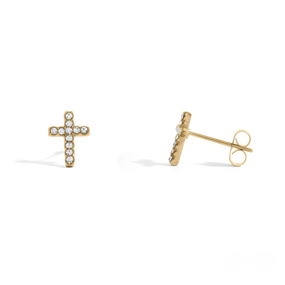 CrossLuxe™ Crystal Cross Stud Earrings – 18K Gold & Silver Plated Faith-Inspired Minimalist Jewelry for Women | Nemosn™ Grace Collection