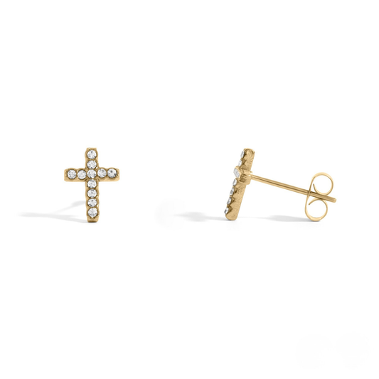 CrossLuxe™ Crystal Cross Stud Earrings – 18K Gold & Silver Plated Faith-Inspired Minimalist Jewelry for Women | Nemosn™ Grace Collection