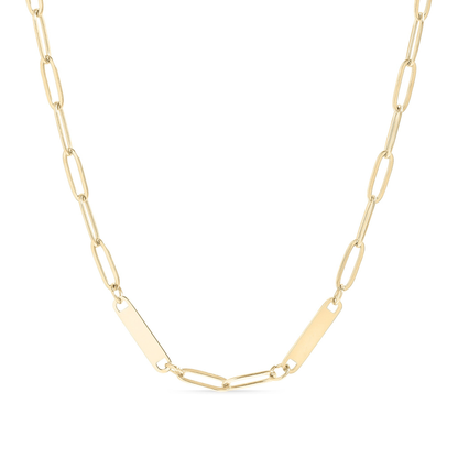 ChainLuxe™ Engravable Bar Necklace – Personalized Name or Date Necklace for Women | Gold & Silver Paperclip Chain | NEMOSN