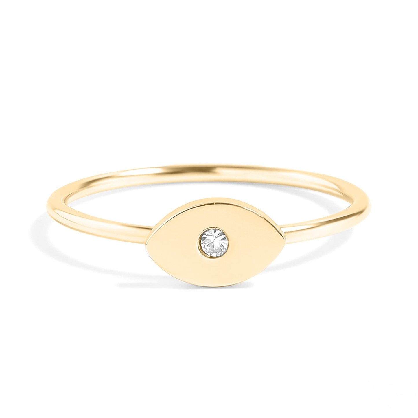 EyeLume™ — Minimal Evil Eye Ring with Central Crystal in Gold & Silver