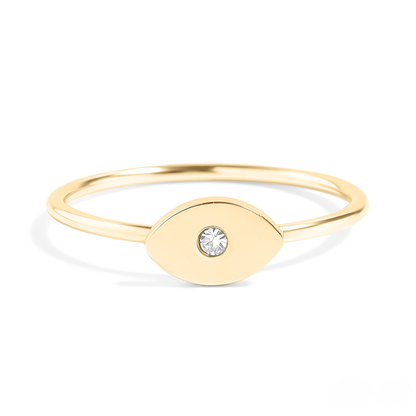 EyeLume™ — Minimal Evil Eye Ring with Central Crystal in Gold & Silver