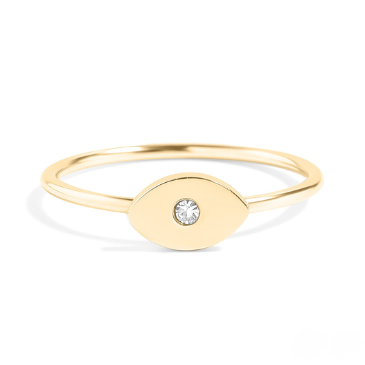 EyeLume™ — Minimal Evil Eye Ring with Central Crystal in Gold & Silver