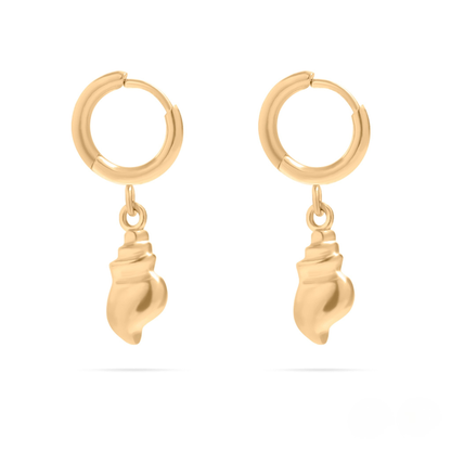 ShellAura™ Coastal Charm Hoop Earrings – 18K Gold & Silver Plated Seashell Dangle Jewelry | Nemosn™ Ocean-Inspired Collection