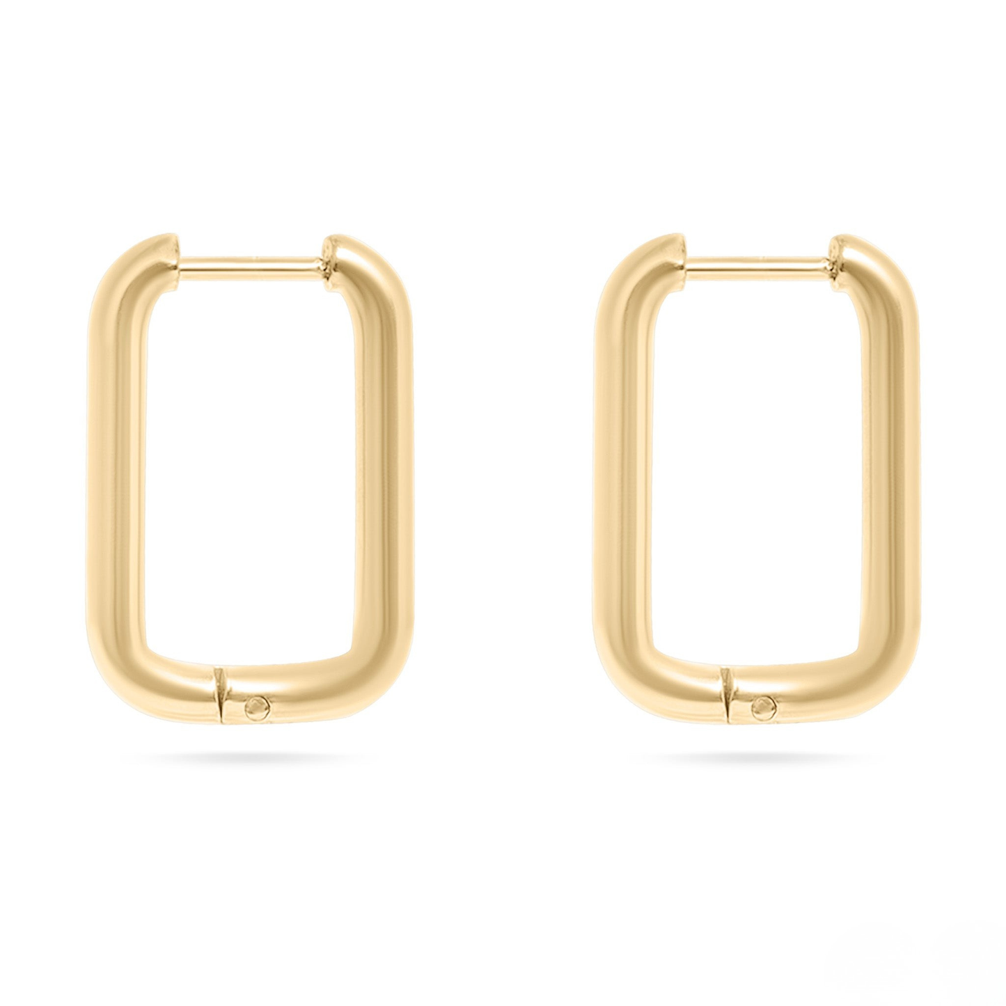 FormaLoop™ Rounded Rectangle Huggie Earrings – 18K Gold PVD Stainless Steel, Waterproof, Tarnish-Resistant, Hypoallergenic