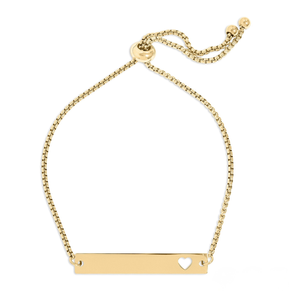 HeartBound™ Engravable Bar Bracelet – Personalized Name or Date Bracelet with Cutout Heart | Adjustable Gold, Rose Gold & Silver | NEMOSN