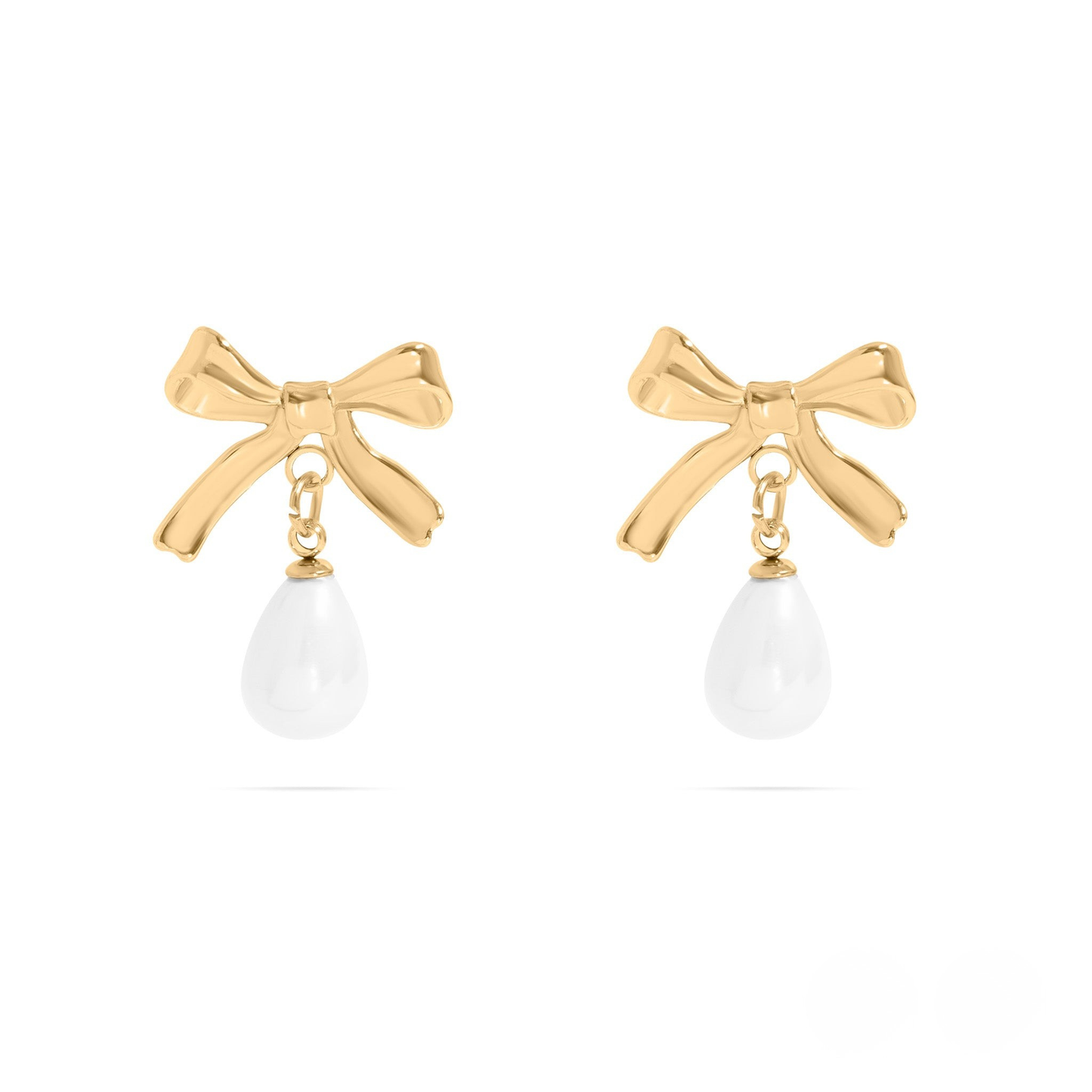 PearlBow™ Elegant Bow Drop Earrings – 18K Gold & Silver Plated Ribbon Design with Teardrop Pearl | Nemosn™ Timeless Grace Collection