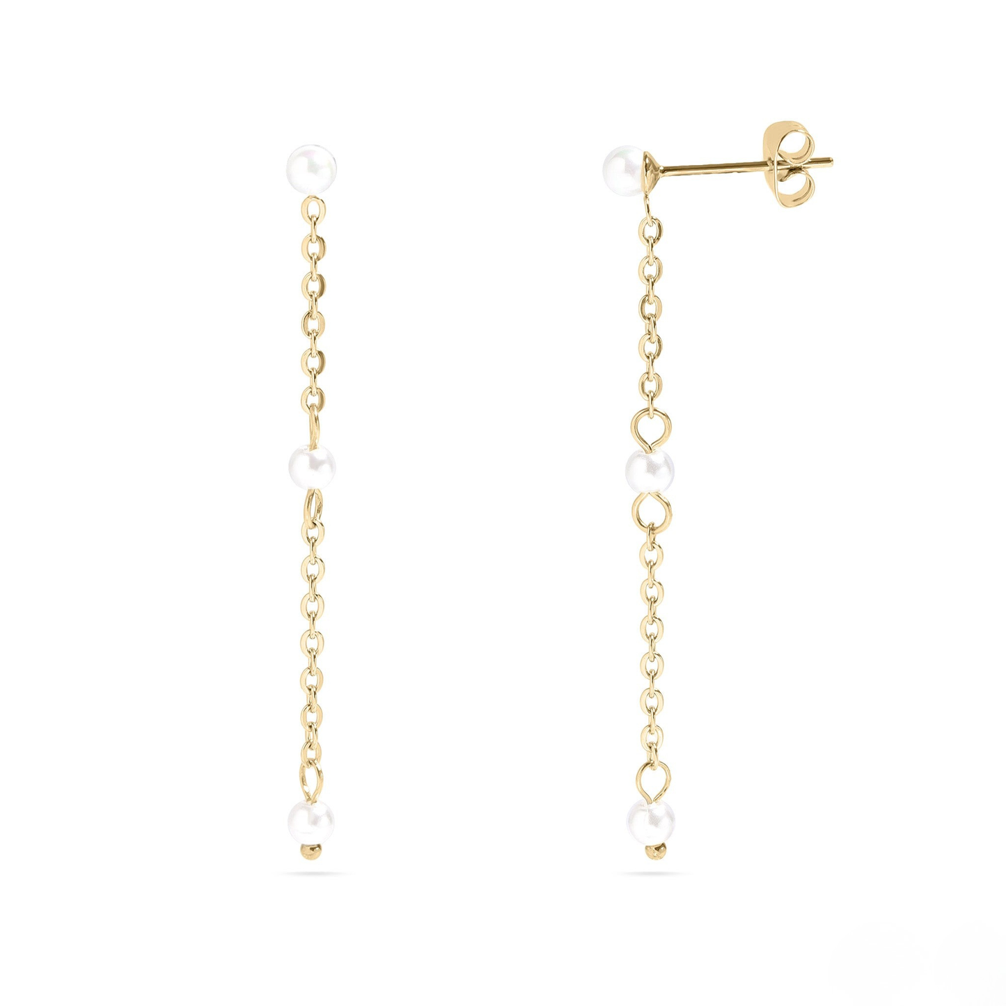 LumaPearl™ Elegant Drop Chain Earrings – 18K Gold & Silver Plated Dangle with Mini Pearls | Nemosn Jewelry