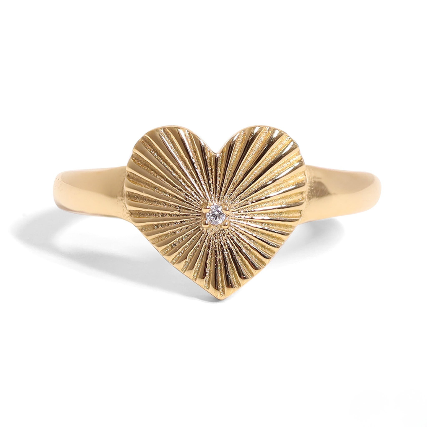HeartLume™ — Radiant Heart Ring with Central Sparkle in Gold & Silver