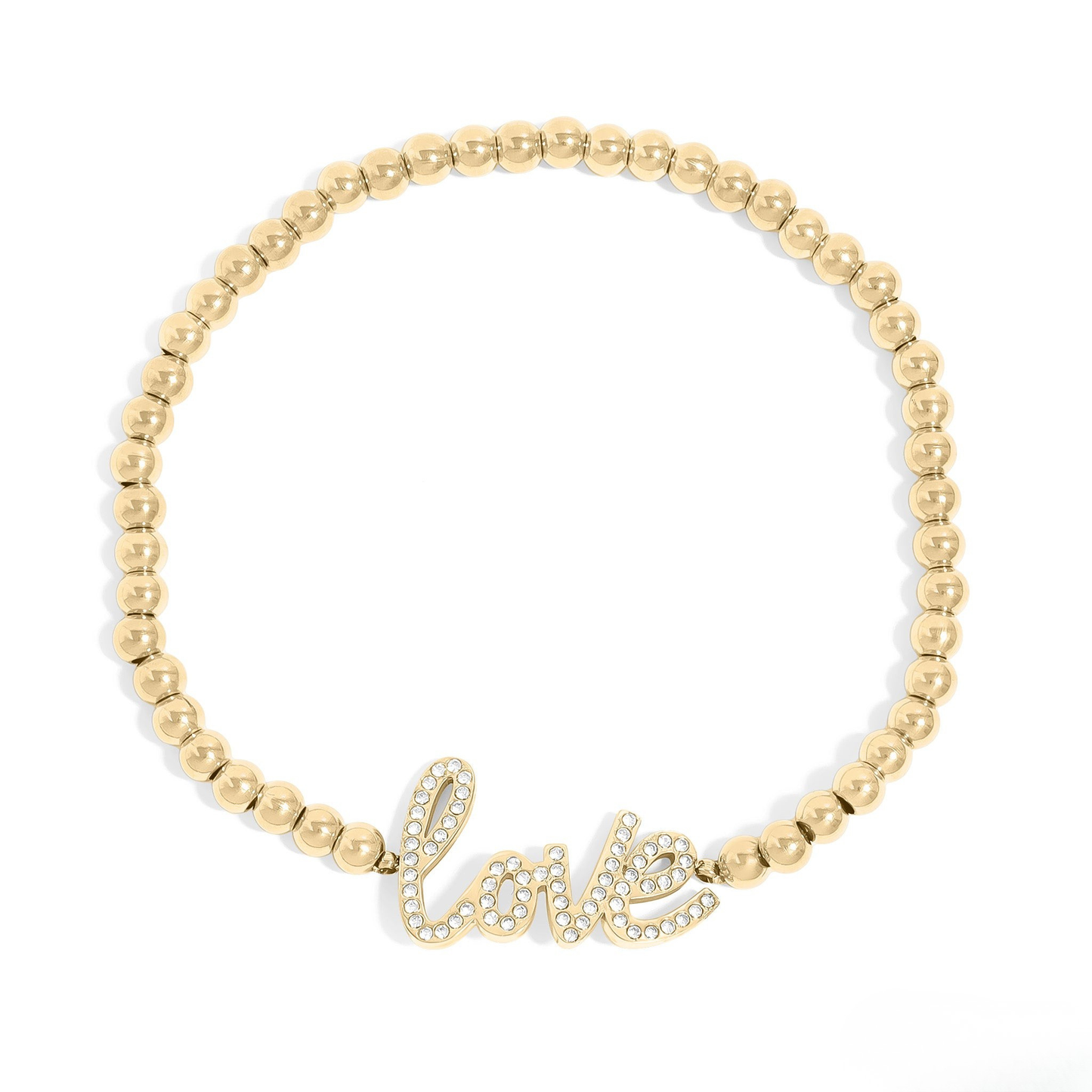 LoveLuxe™ 18K Gold & Silver Beaded “LOVE” Bracelet