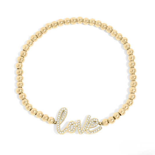 LoveLuxe™ 18K Gold & Silver Beaded “LOVE” Bracelet