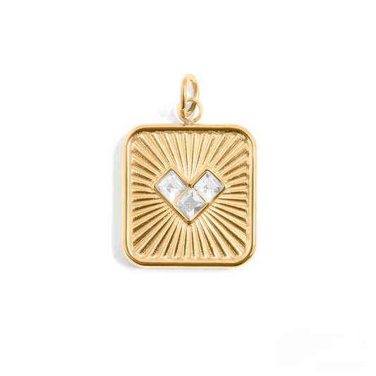 HeartRay™ – Radiant Heart Pendant in 18K Gold & Silver Finish