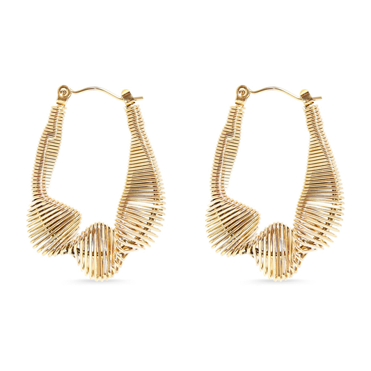 AureliaTwist™ Sculpted Spiral Hoop Earrings – Bold Twisted Statement Design in 18K Gold Finish