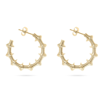 AureaSpire™ Textured Bamboo-Inspired Hoop Earrings – Modern Sculpted Design in 18K Gold Finish