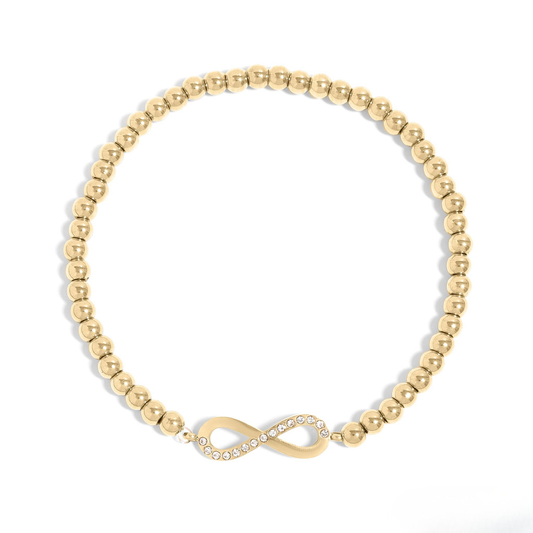InfinityBond™ Beaded Infinity Bracelet – Adjustable Stainless Steel Bracelet in Gold & Silver | Everyday Wear Jewelry Gift for Her