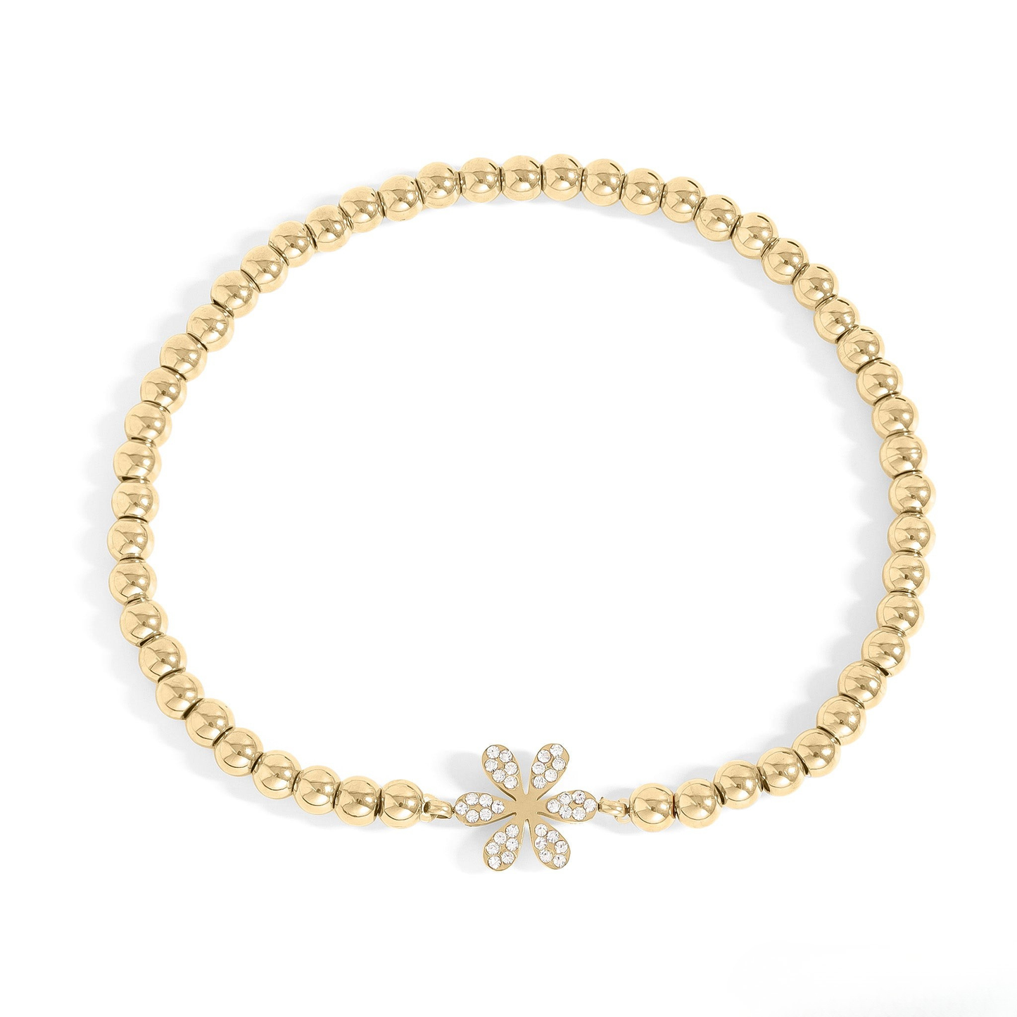 BloomGleam™ Sparkling Flower Beaded Bracelet – Gold & Silver Dainty Bracelet | Everyday Wear Jewelry Gift for Her