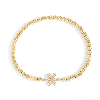 BloomGleam™ Sparkling Flower Beaded Bracelet – Gold & Silver Dainty Bracelet | Everyday Wear Jewelry Gift for Her