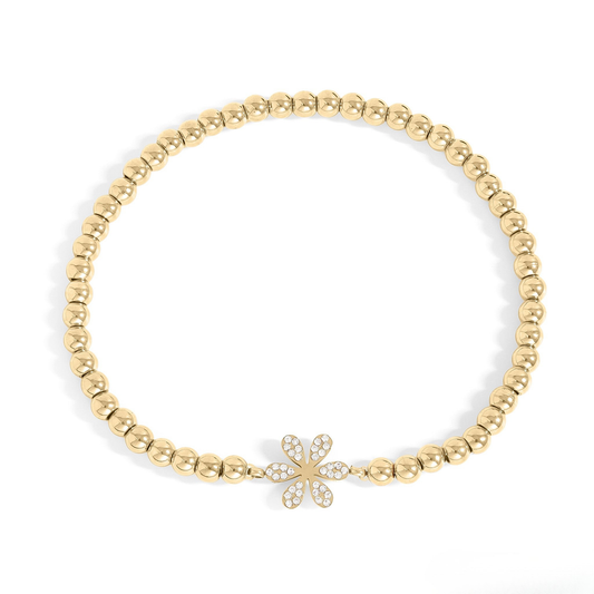 BloomGleam™ Sparkling Flower Beaded Bracelet – Gold & Silver Dainty Bracelet | Everyday Wear Jewelry Gift for Her