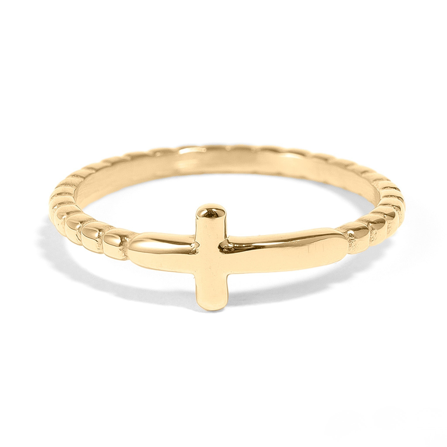 FaithLuxe™ – Cross Band Ring in Gold, Silver & Rose Gold | Minimal Spiritual Ring by Nemosn