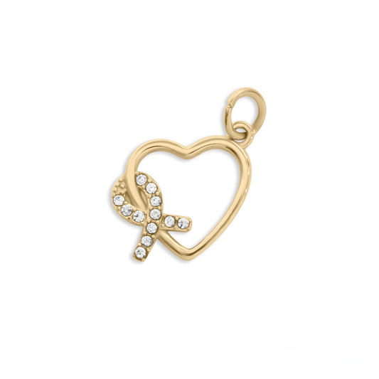 HeartHope™ – Crystal Awareness Ribbon Heart Charm in Gold & Silver