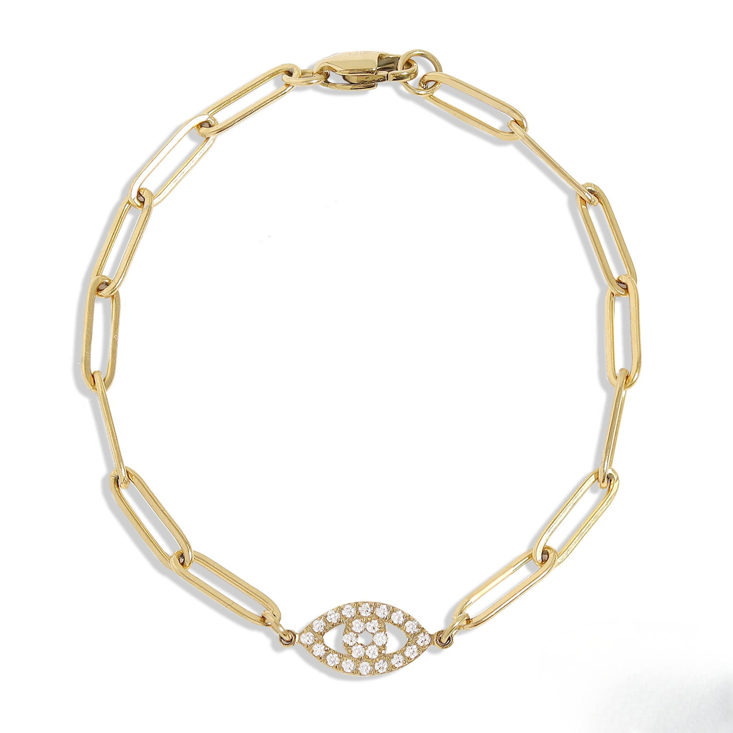 LumaLink™ 18K Gold & Silver Evil Eye Paperclip Chain Bracelet – Dainty Adjustable Protection Jewelry for Women