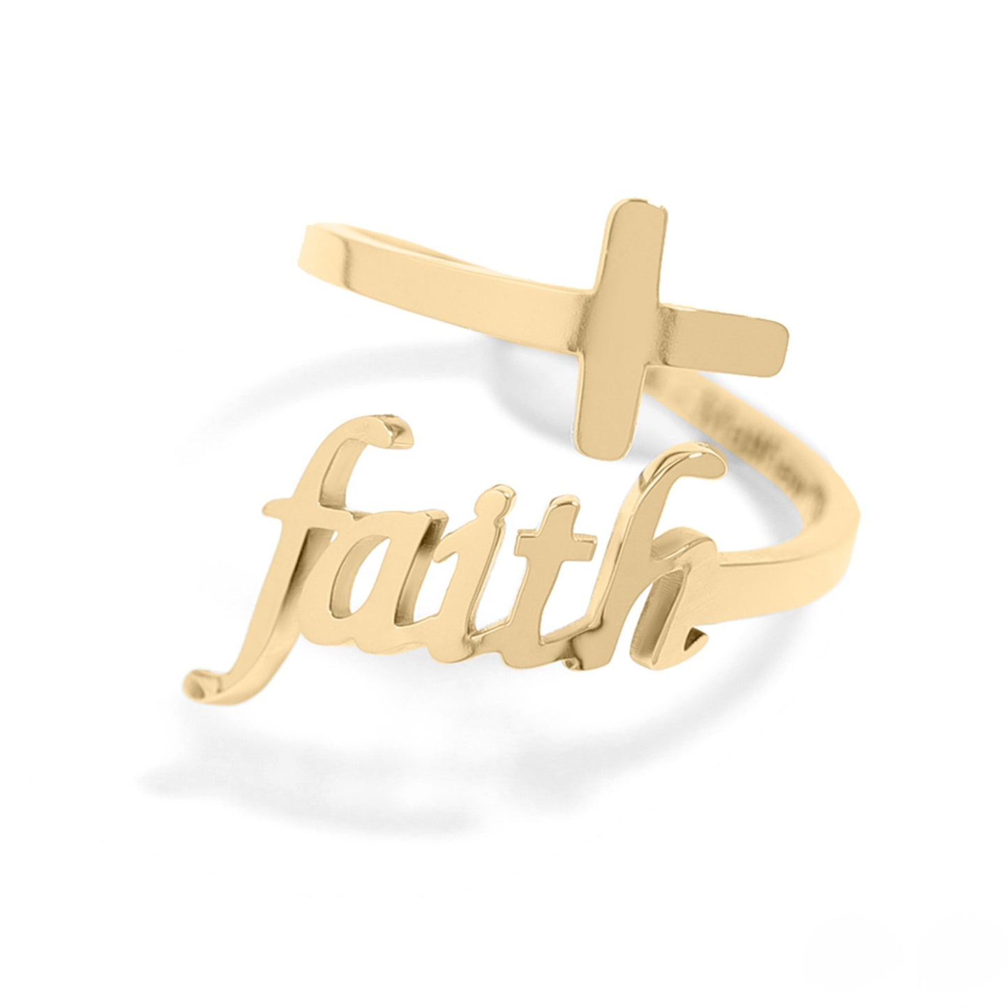 FaithBond™ — Inspirational Cross & Faith Ring in Polished Gold & Silver