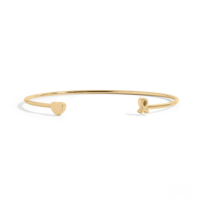 HopeBond™ Heart & Awareness Ribbon Open Cuff Bracelet – Strength, Support & Love (Gold & Silver Options)
