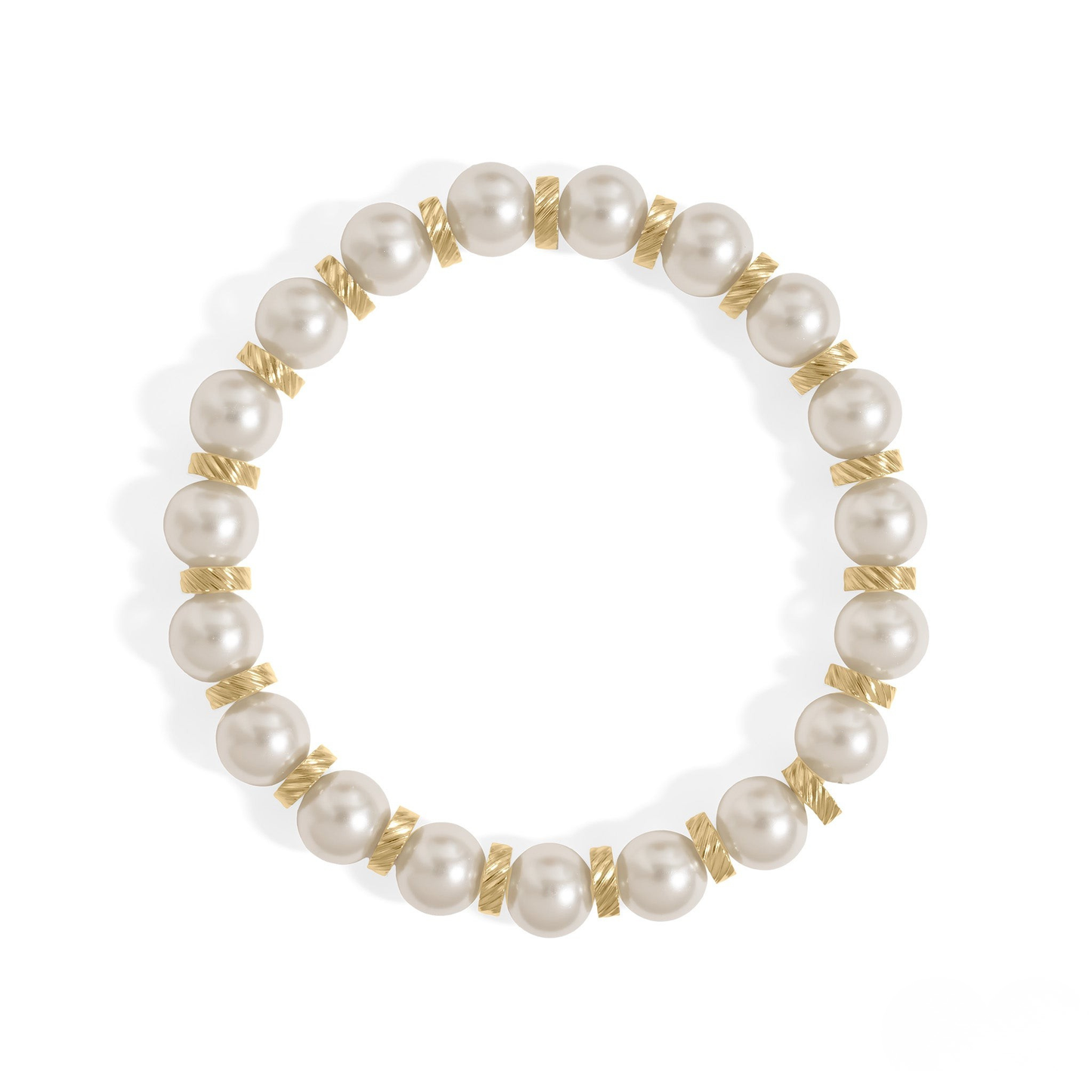 TwirlPearl™ Elegant Twisted Spacer Pearl Bracelet – Classic White Pearls, Tarnish-Free, Adjustable Fit