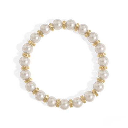 TwirlPearl™ Elegant Twisted Spacer Pearl Bracelet – Classic White Pearls, Tarnish-Free, Adjustable Fit