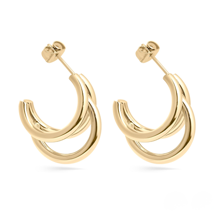 DuoLoop™ Double Hoop Earrings – Modern Minimalist 18K Gold & Silver Statement Hoops