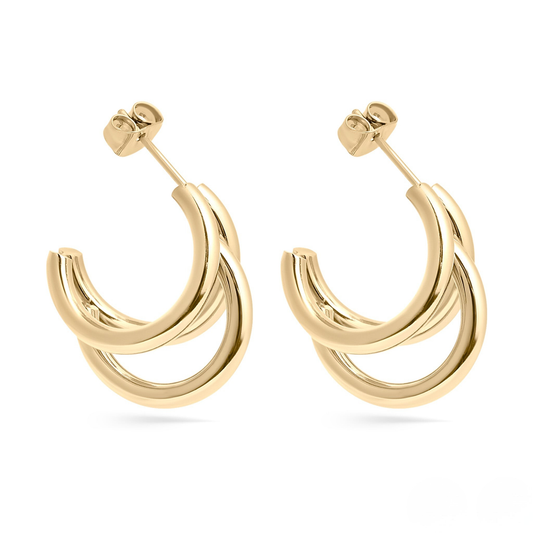 DuoLoop™ Double Hoop Earrings – Modern Minimalist 18K Gold & Silver Statement Hoops