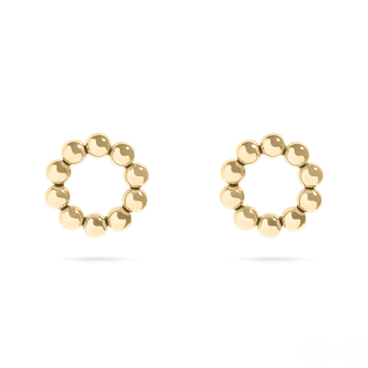 OrbLoop™ Beaded Circle Earrings – 18K Gold & Silver Plated Modern Minimalist Studs for Women | Nemosn™ Elegant Everyday Jewelry