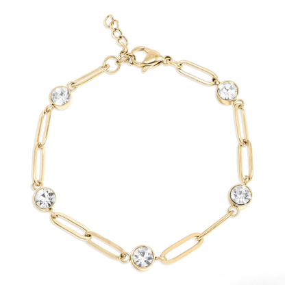 LumaLink™ Crystal Paperclip Chain Bracelet – Adjustable Gold & Silver Bracelet | Minimalist Everyday Jewelry Gift for Her